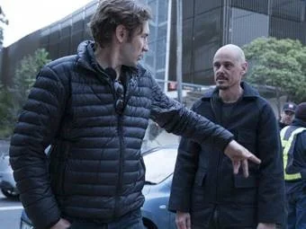Pictured: Director Nash Edgerton directing lead actor Scott Ryan on Mr Inbetween.