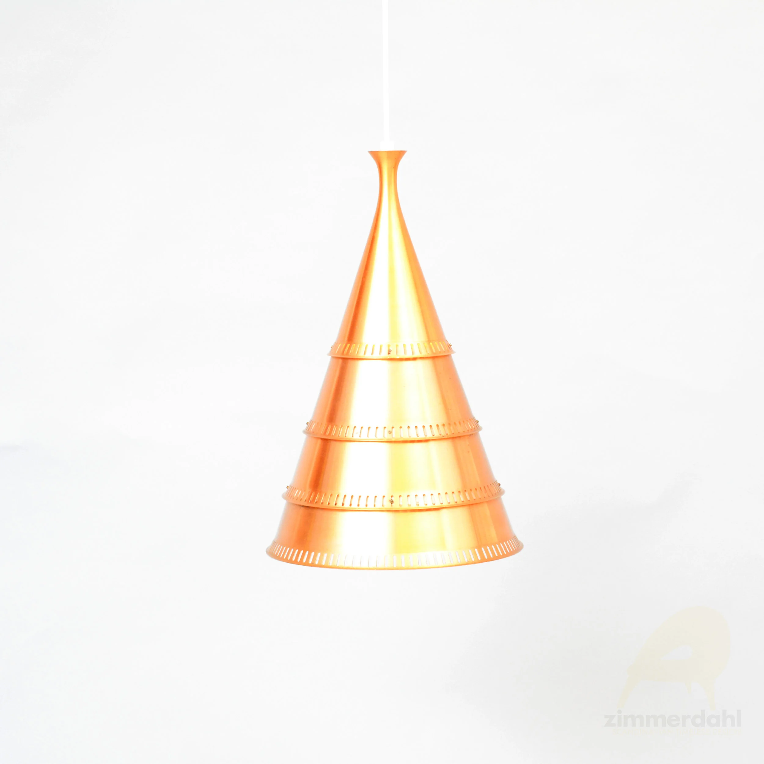 Copper Cone Ceiling Lamp by Knud Hjerting for Lyfa, Denmark