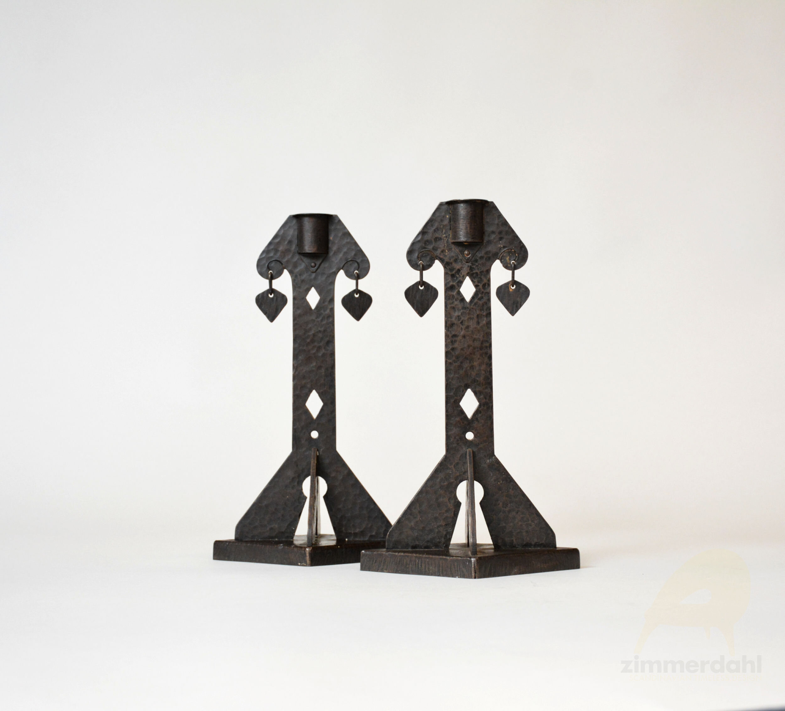 Pair of Wrought Iron Candlesticks 1900-1910s, Arvika, Sweden