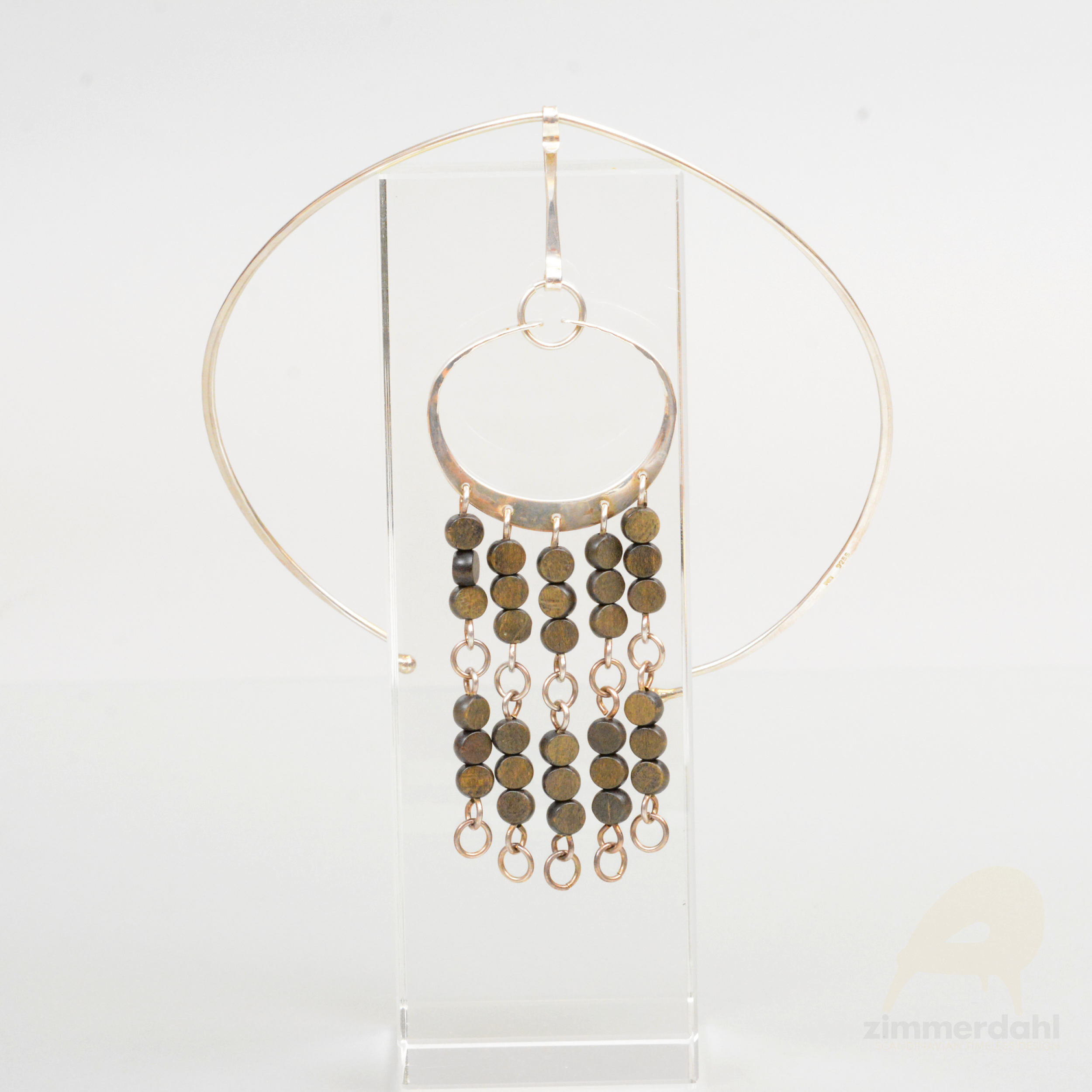 Silver &amp; Wood Necklace by Anna-Greta Eker, Norway