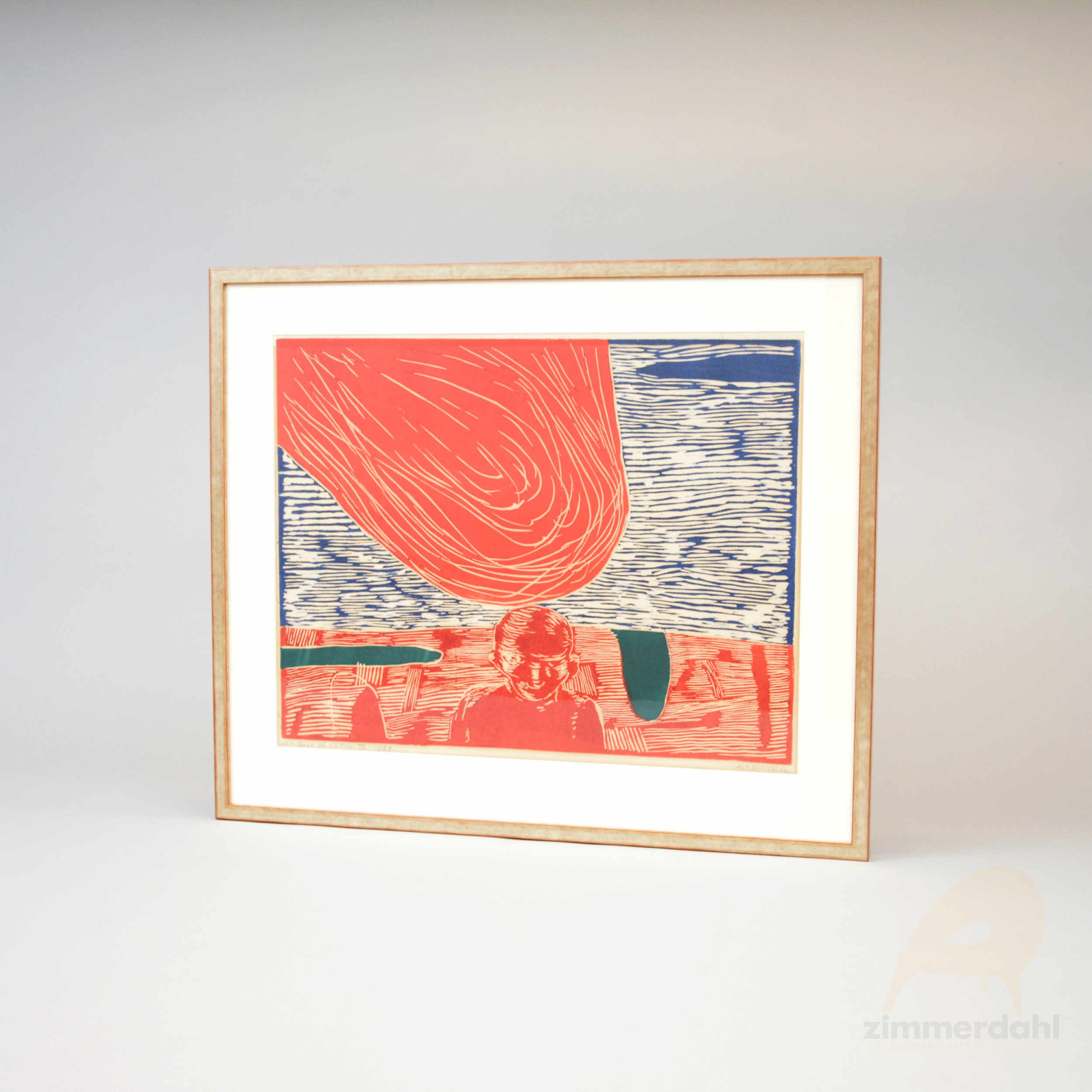 Linoleum Litography by Alf Olsson, Sweden