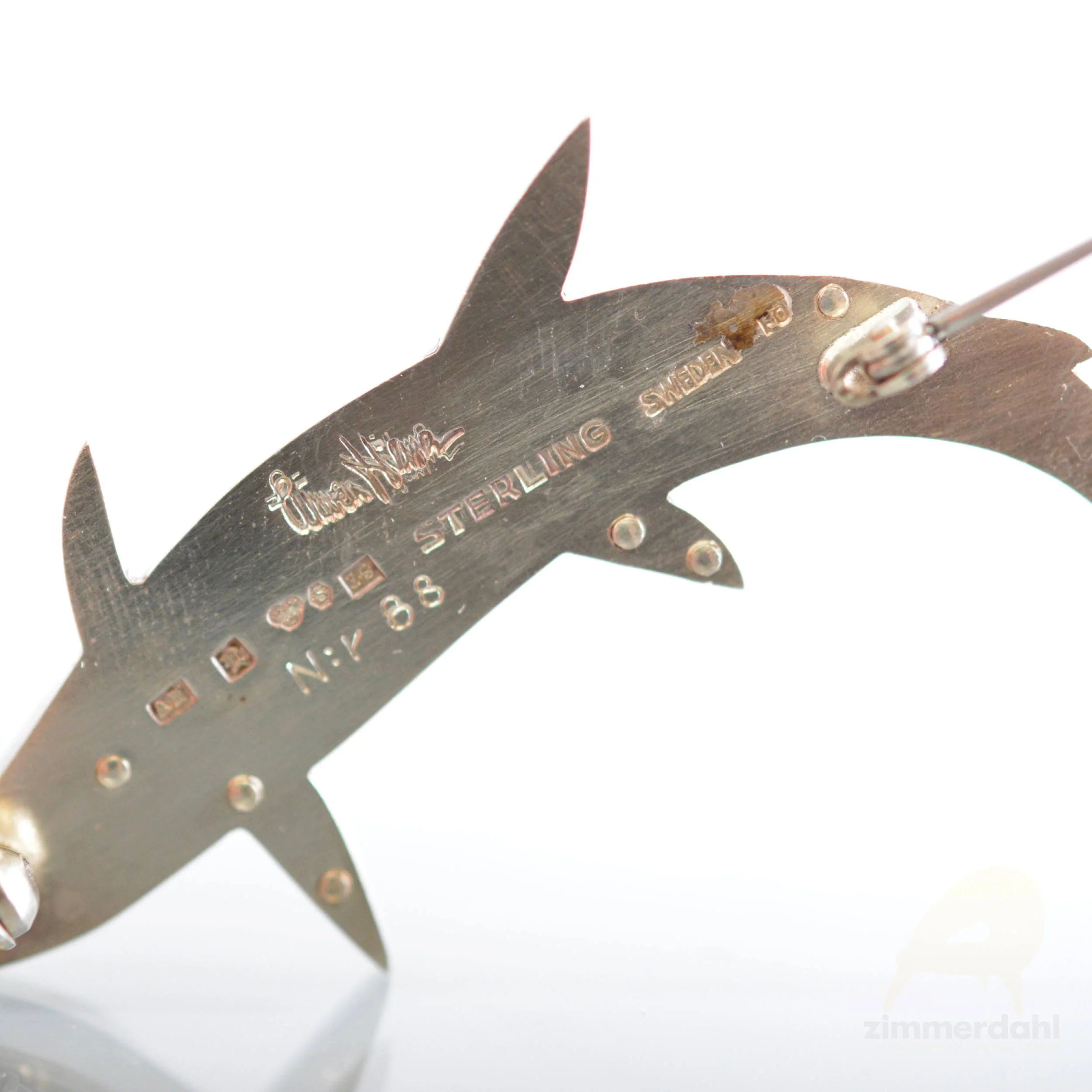 JE 0380 04 Brooch Silver Carp Fish Wiwen Nilsson Sweden Scandinavian Timeless Design.jpg