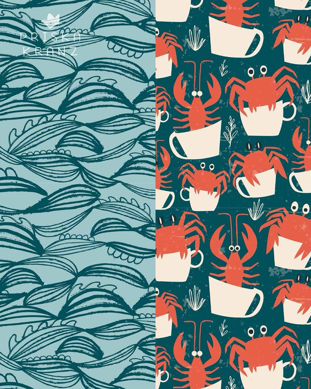 Abstract brush strokes waves for prompt 1 of the Blender Bonanza Challenge by @powersellersacademy 🩵  I recently spent some time in the beautiful north by the sea, which probably made me want to start with a nautical pattern 🦀
. 
#spoonflowerdesign