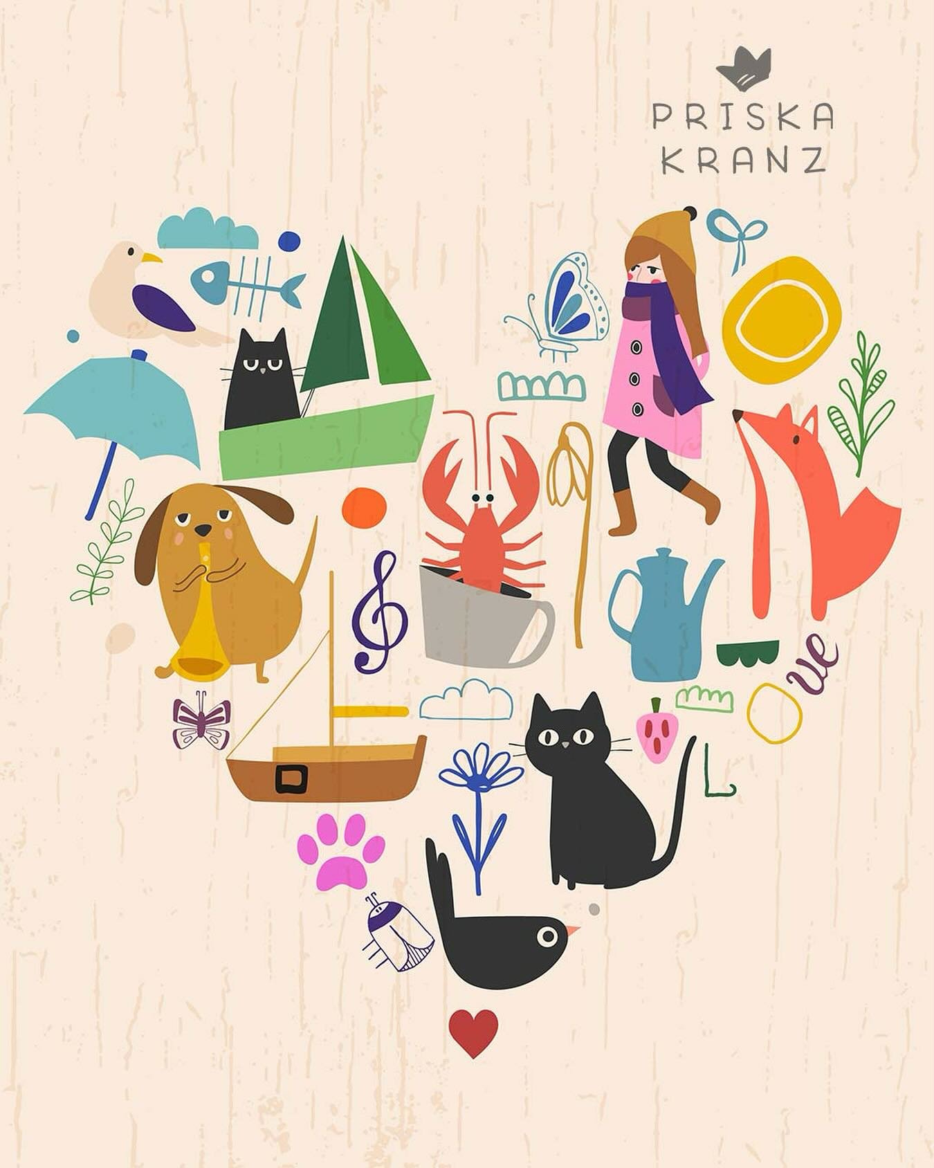 LOVE 💛 my second entry for the #slowdownartcomp2025 by @slowdownstudio 
.
#surfacedesigners #surfacepatterndesign #printdesign #surfacedesign #surfacedesigner #printandpatterndesign #happyart #abstractart #simpleartstyle #priskakranzillustration #pr