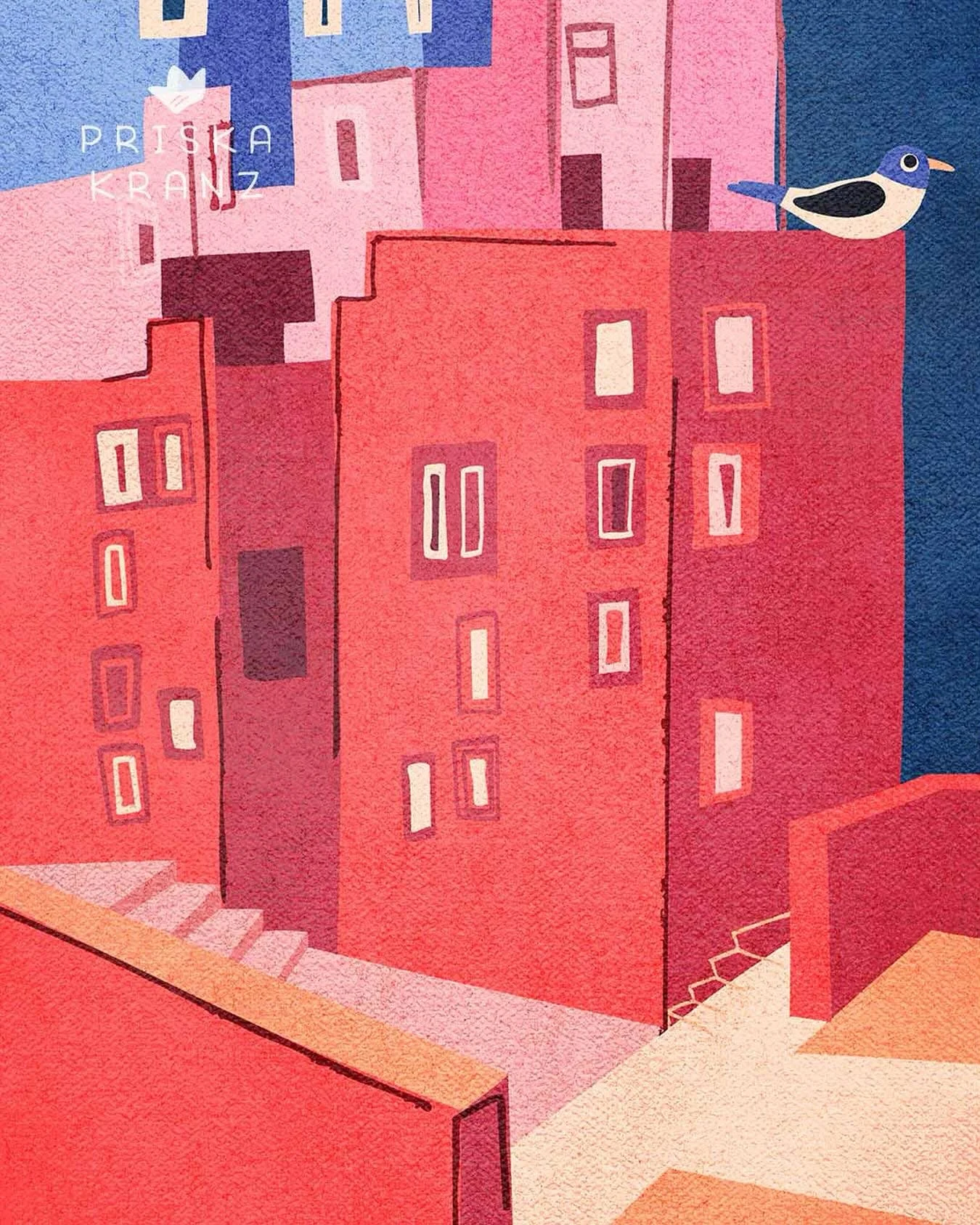 Which place would you like to visit? For me it&rsquo;s the colourful Muralla Roja in Spain, which is for prompt 15 &sbquo;A building from a place you like to visit&lsquo; for #lillasstyleplay2025 by @makeartthatsells 
.
#makeartthatsells #abuildingfr