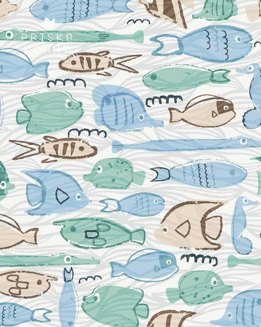 Beachy boho fish parade 🐠 When thinking of the beach, I immediately imagine the lovely fish you might discover in the water, and now, perhaps, even in your home. This is my entry for the current @spoonflower design challenge. If you like to vote it&