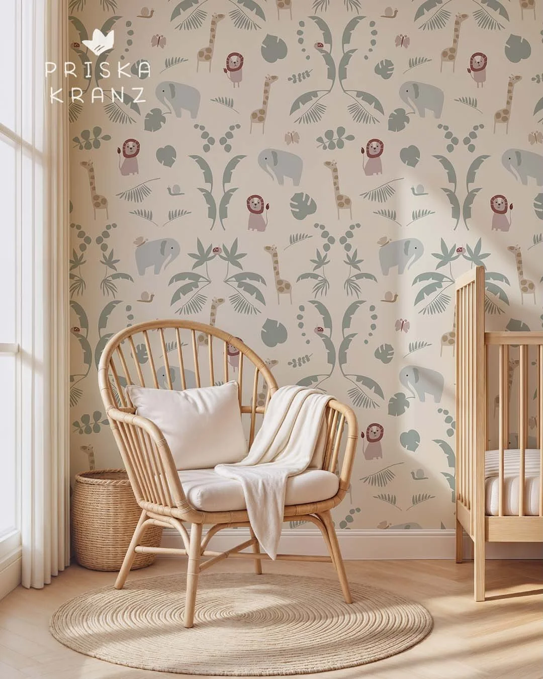 Jungle animals for little explorers and for the current jungle nursery design challenge on @spoonflower. For this pattern, I used simple motifs and left empty spaces so that the overall feel is soft and airy 🐘🌿 
.
#spoonflowerdesignchallenge #patte