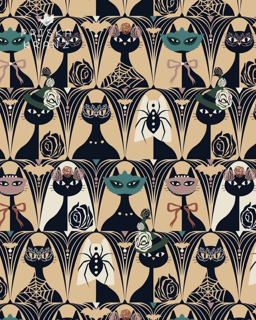 Elegant Halloween black cats with a touch of gothic charm. This pattern was such a joy to create and is my entry for the current @spoonflower design challenge. If you like it, I&lsquo;d truly appreciate your vote 🖤🙏
.
#spoonflowerdesignchallenge #h