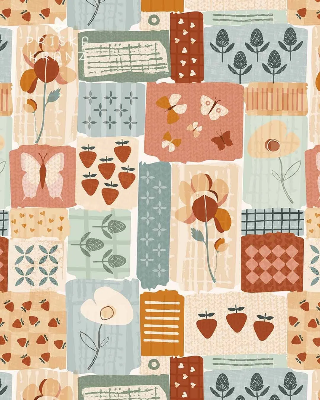 Quilting is something I&rsquo;ve always wanted to try. But creating a quilt-inspired pattern from my artwork was even more fun! Garden patchwork is my entry for the current @spoonflower design challenge - Every vote is much appreciated! 🧡🌸
.
#spoon