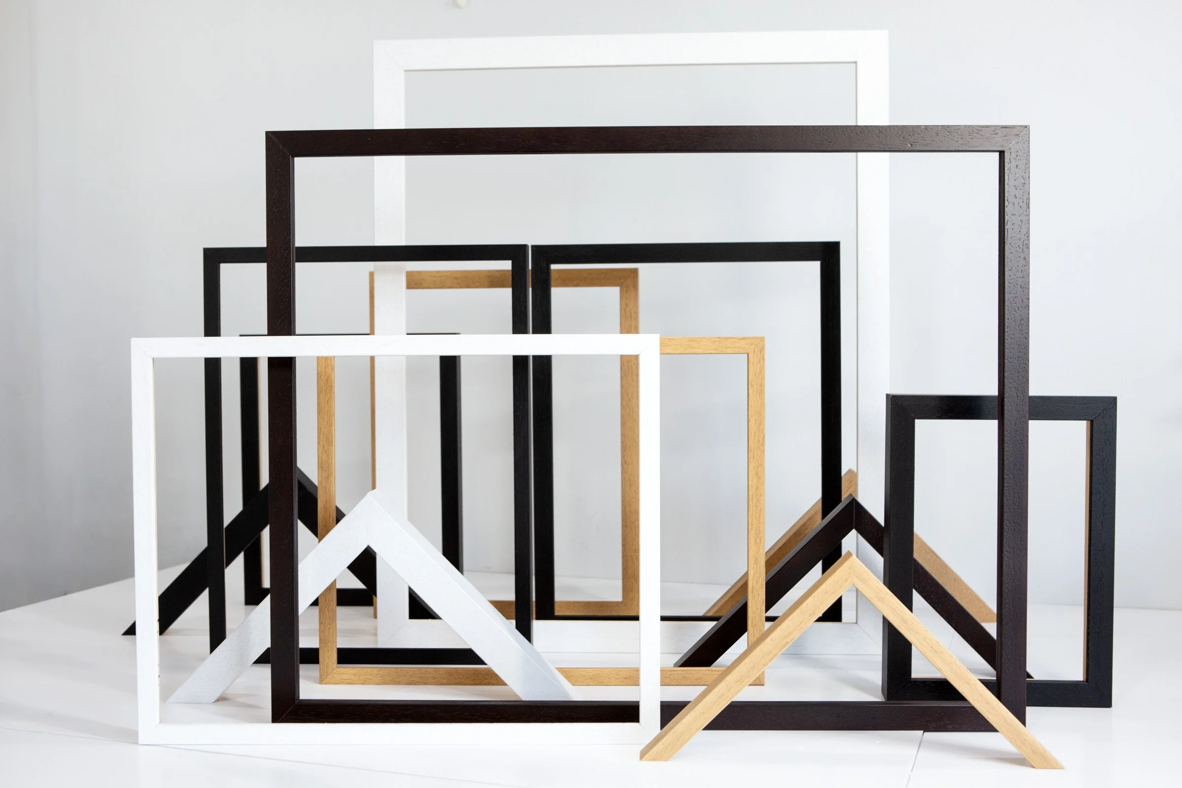 A selection of frames offered in the Essential range offered by The Nunhead Framer