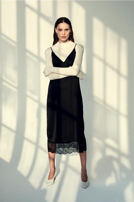 Vero Moda Black Lace Trimmed Recycle Slip Dress