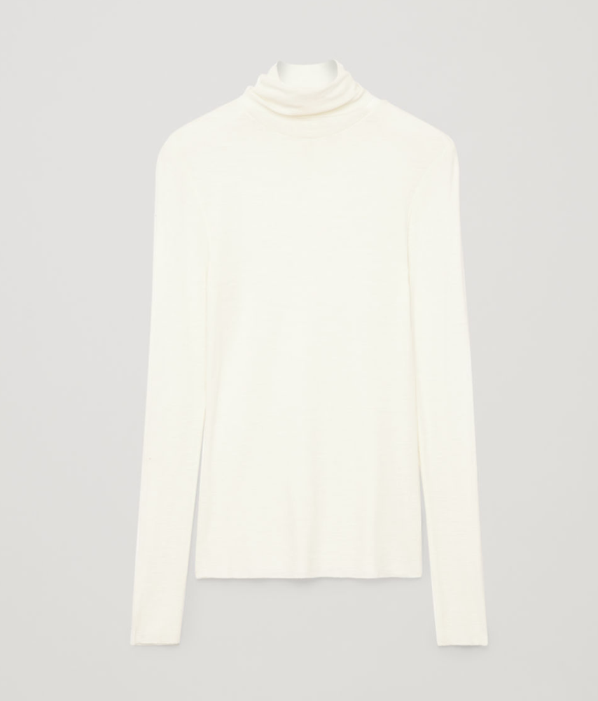 COS Fine Roll Neck Wool Top