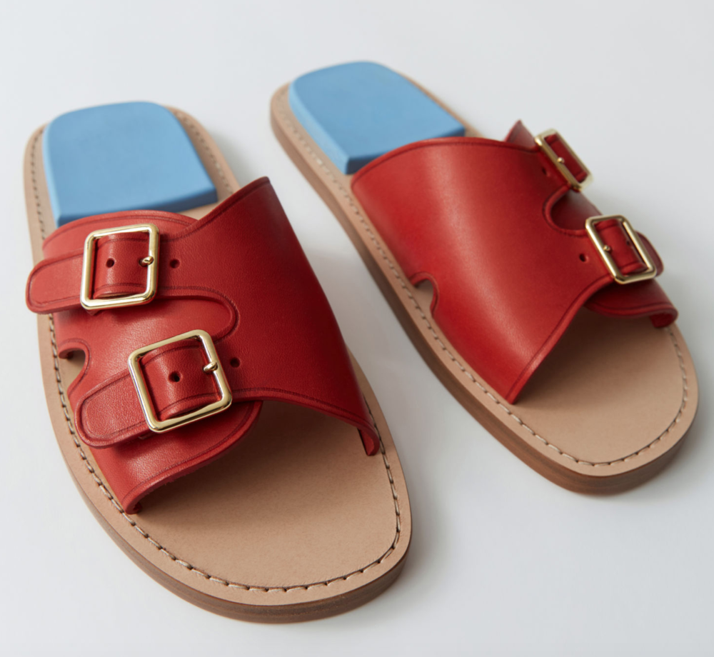 Acne Red Leather Sandals