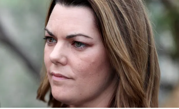 Speaking at a protest against drilling by Norwegian company Equinor, Sarah Hanson-Young says ‘we don’t want oil washing up on our beautiful beaches’. Photograph: Kelly Barnes/AAP