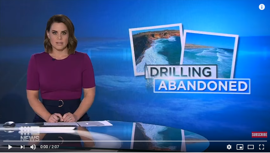Channel Nine News report on Equinor’s withdrawl Feb 25th