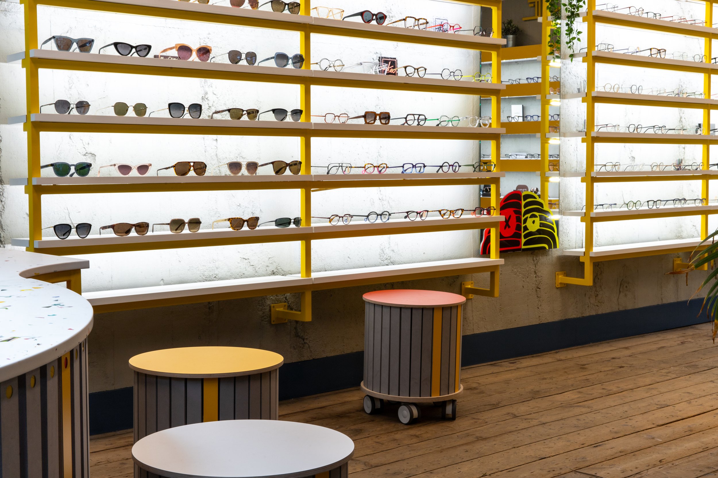 Glimpse opticians custom furniture designed and made by Dual Works  