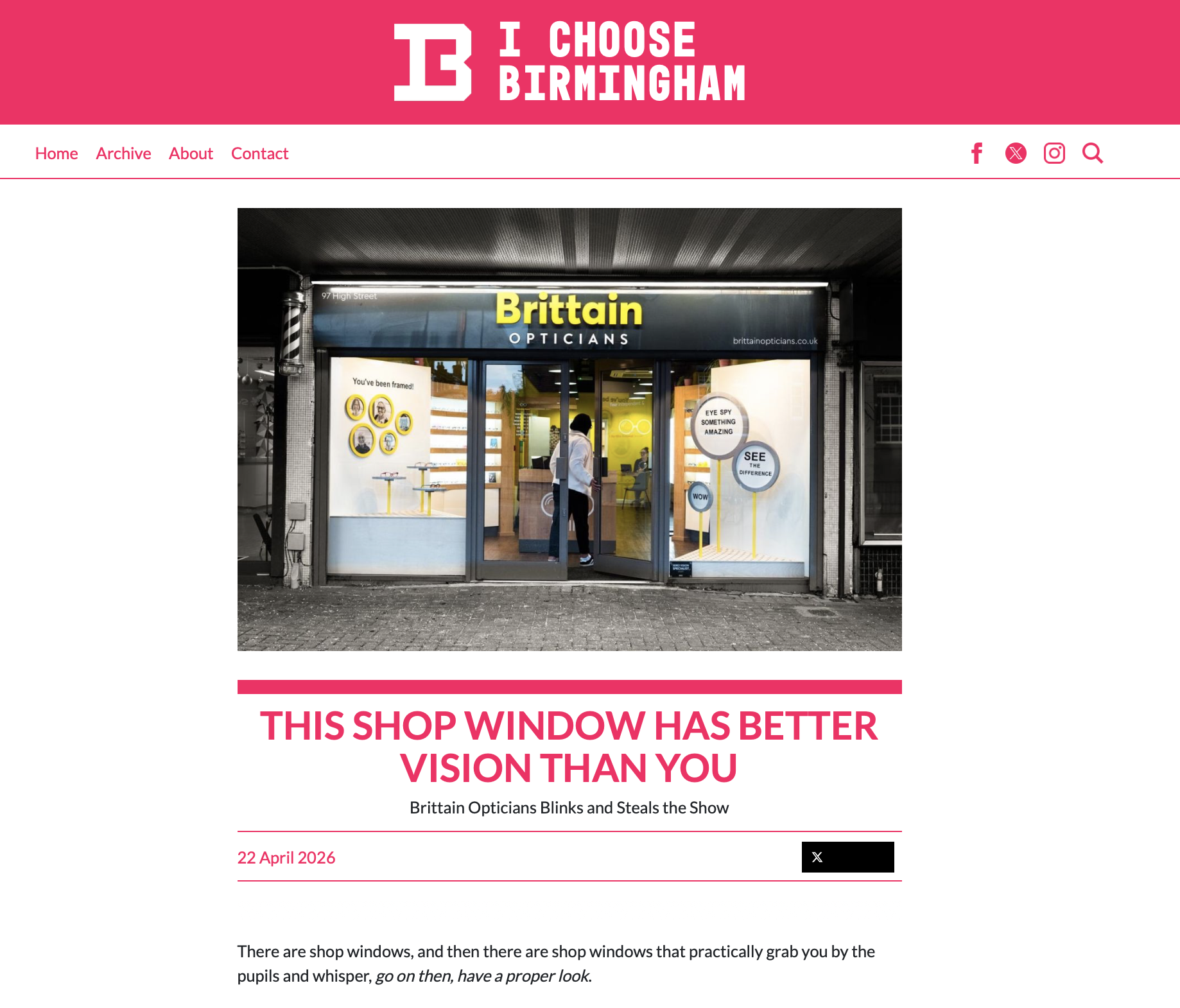 Dual Works x Brittain Optician x I Choose Birmingham