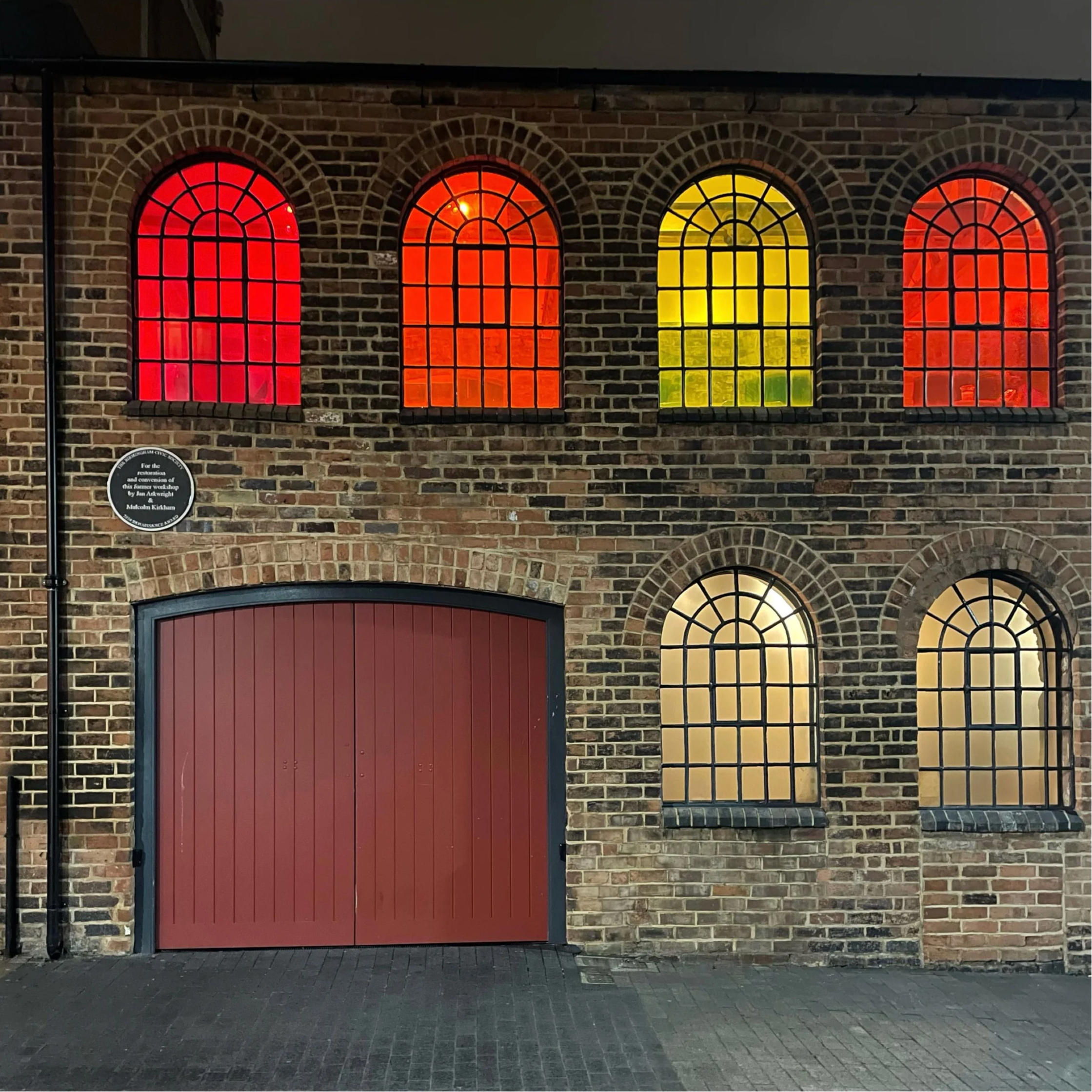 Jewellery Quarter grade 2 listed building with a contempoary twist with colourful translucent perspex panels as window coverings to great a light feature