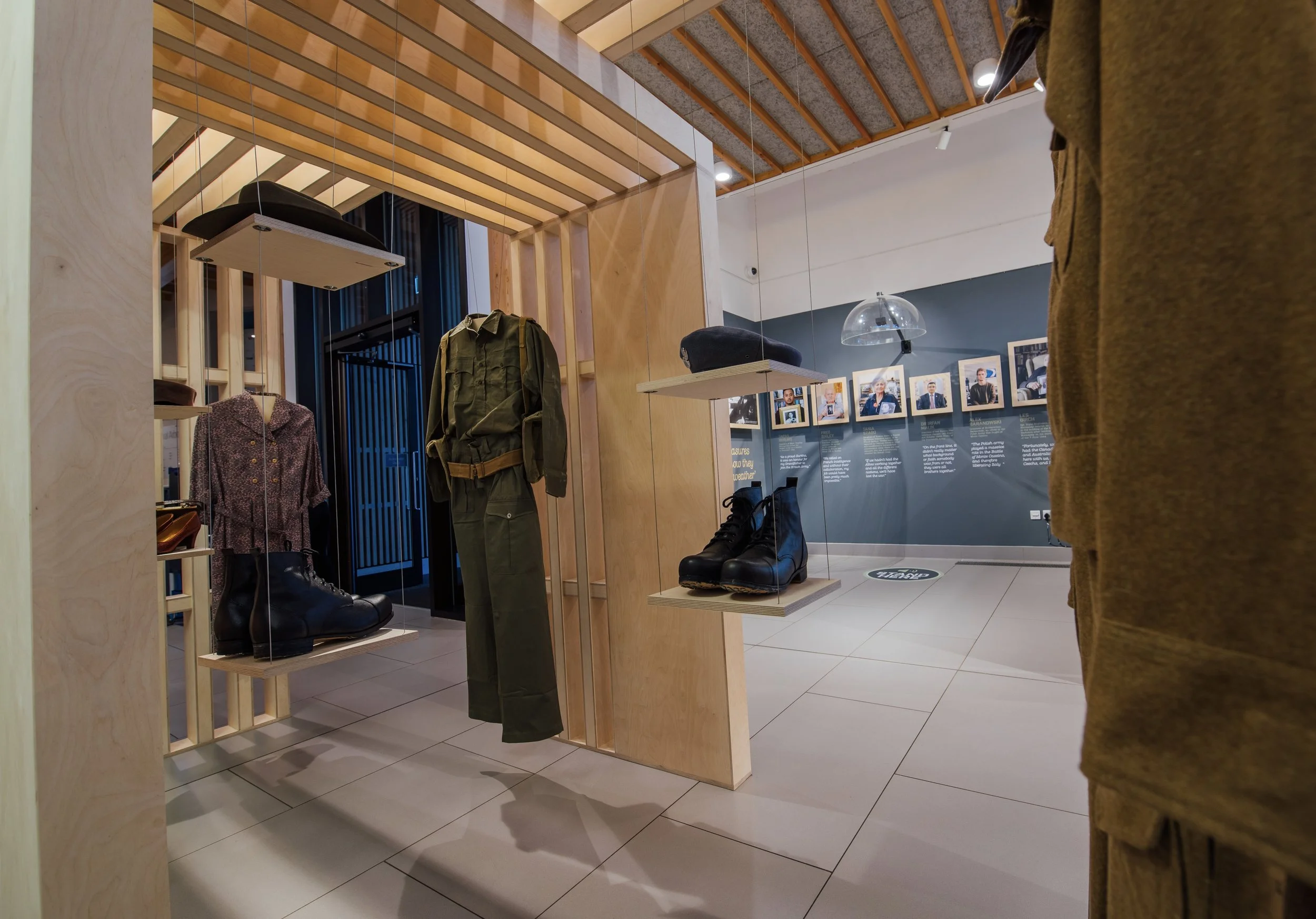 Plywood pavilion exhibition design and fabrication by Dual Works for the National Memorial Arboretum 