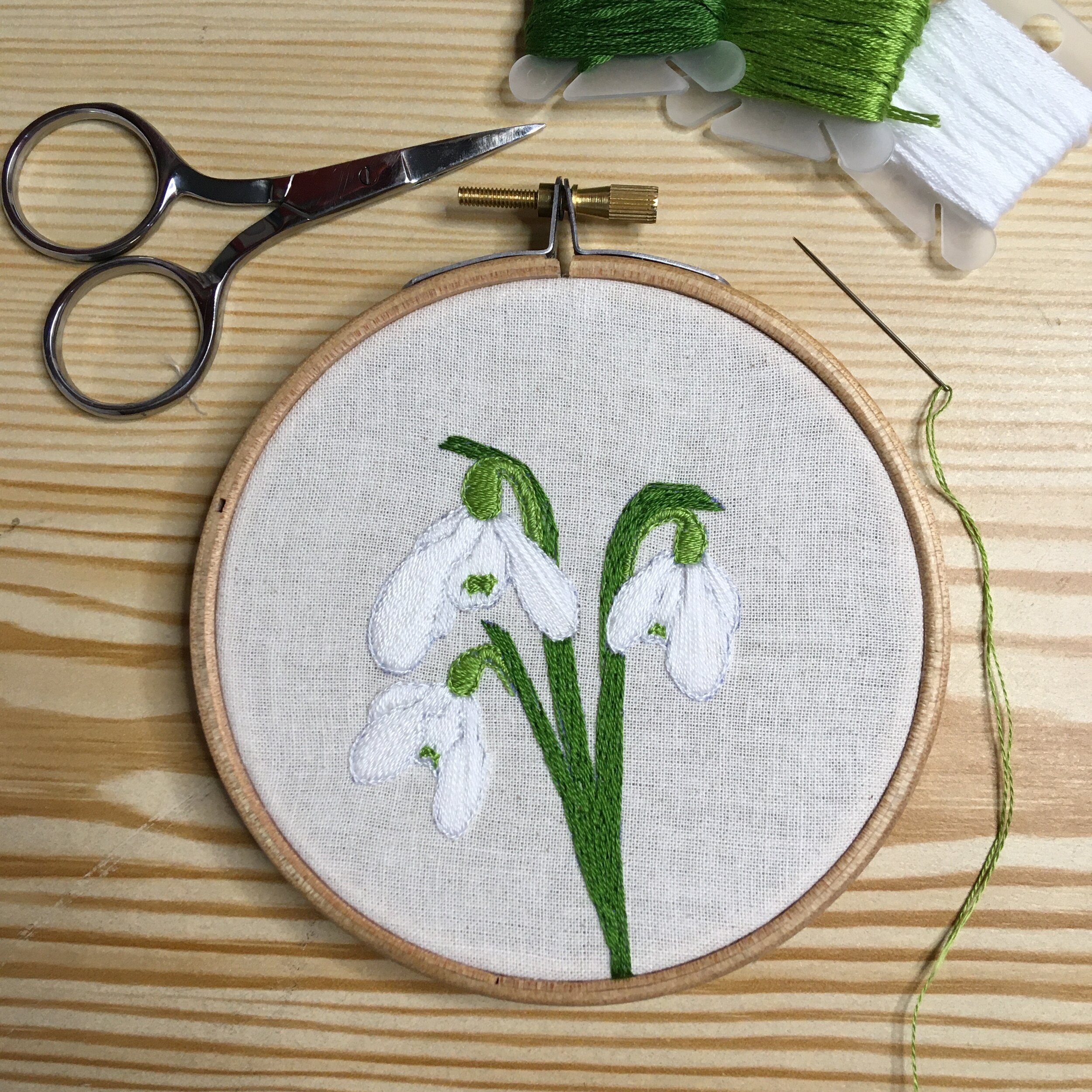 Snowdrops embroidery kit — Embellished Elephant