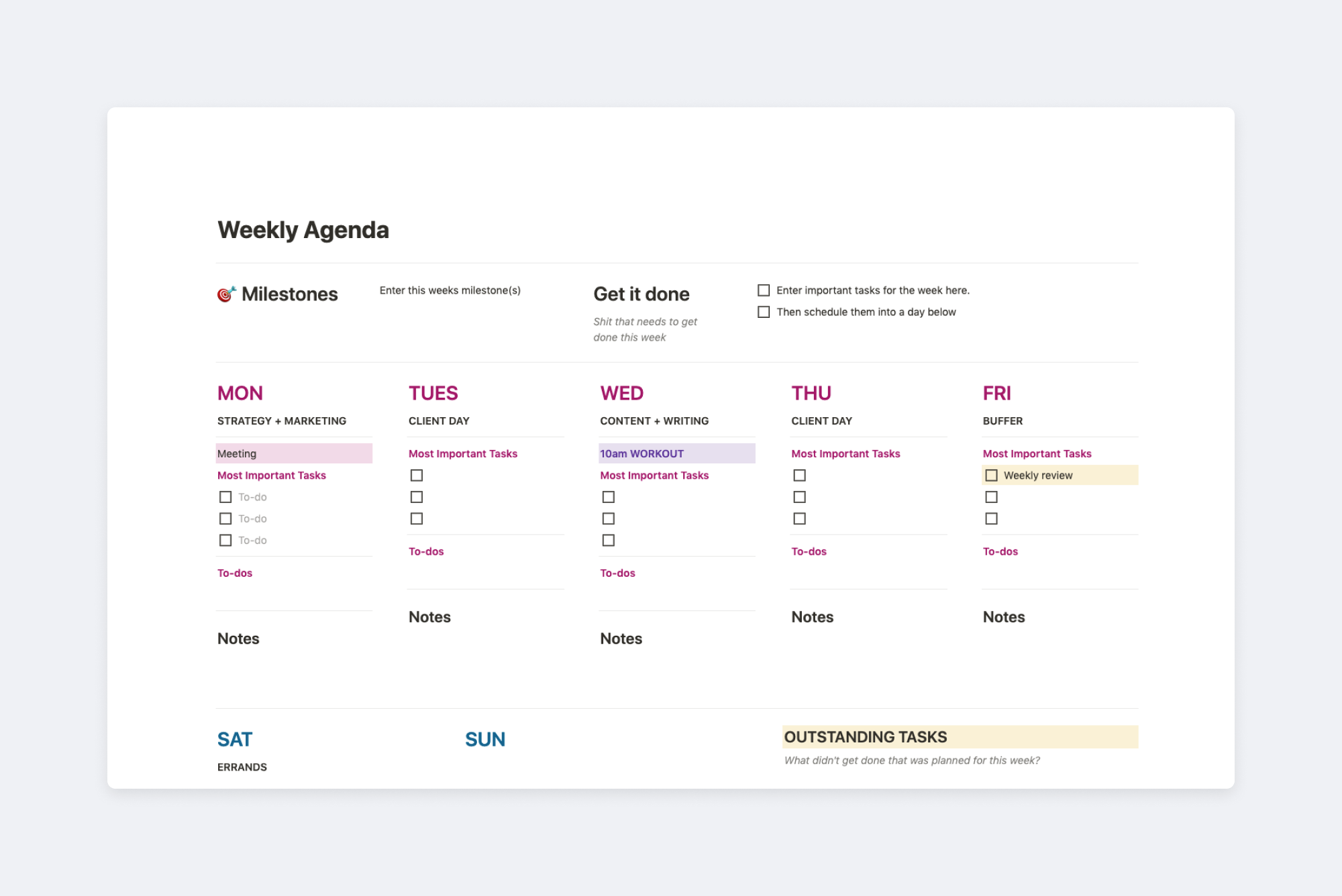 assignments notion template