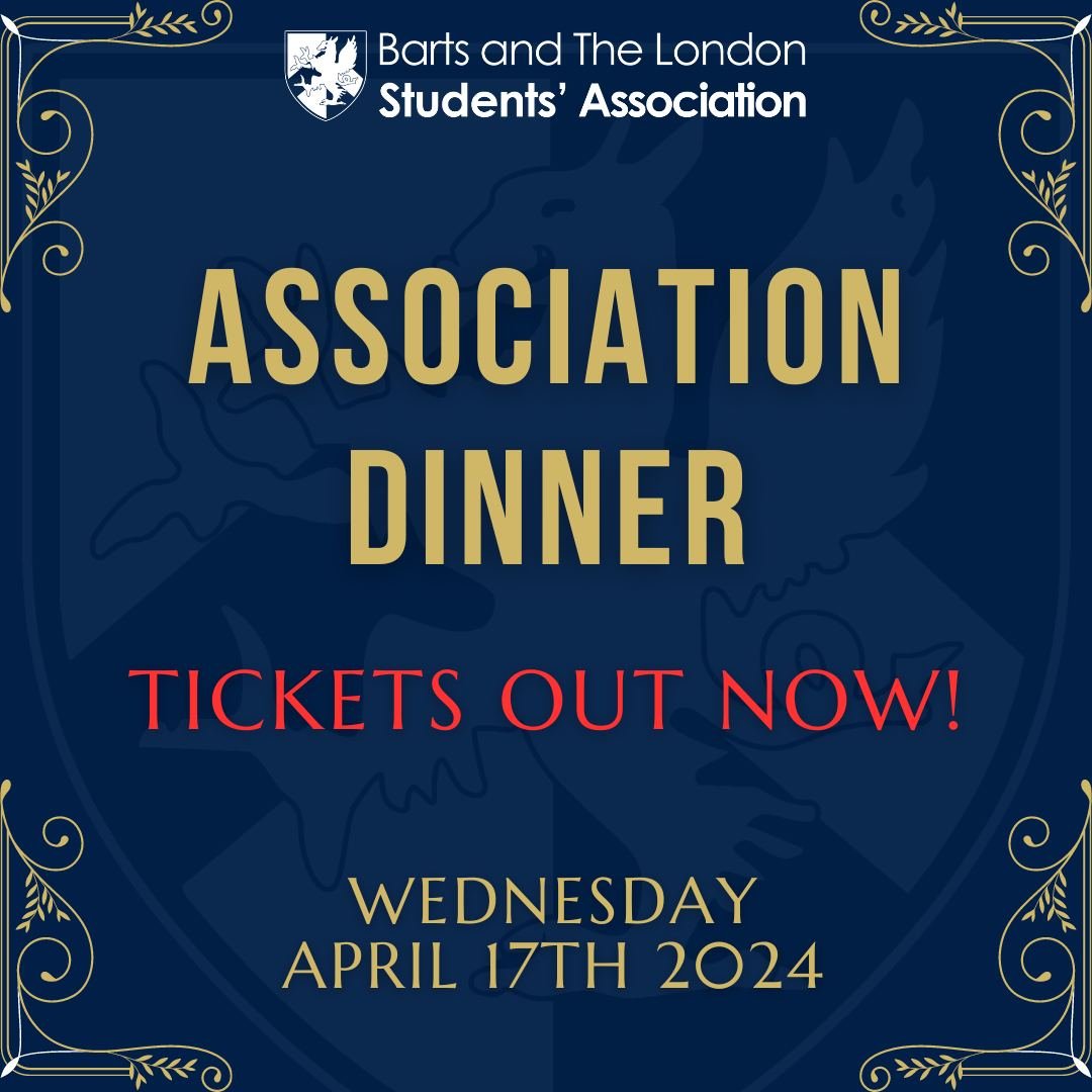 🚨 ASSOCIATION DINNER KLAXON 🚨

🎉 First release Association Dinner tickets OUT NOW! Less than 100 tickets are being released in the first batch, so get yours quick or risk missing out! 🎟️

Tickets are &pound;73 for students and come with a bubbly 