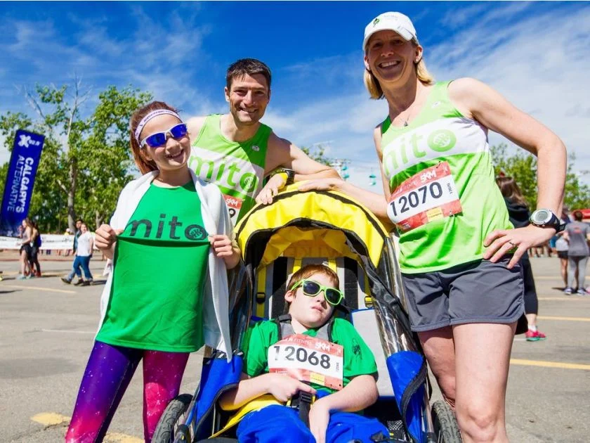 Blaine, Evan, mom Sarah and sister Julia all representing at the 2017 Calgary Marathon
