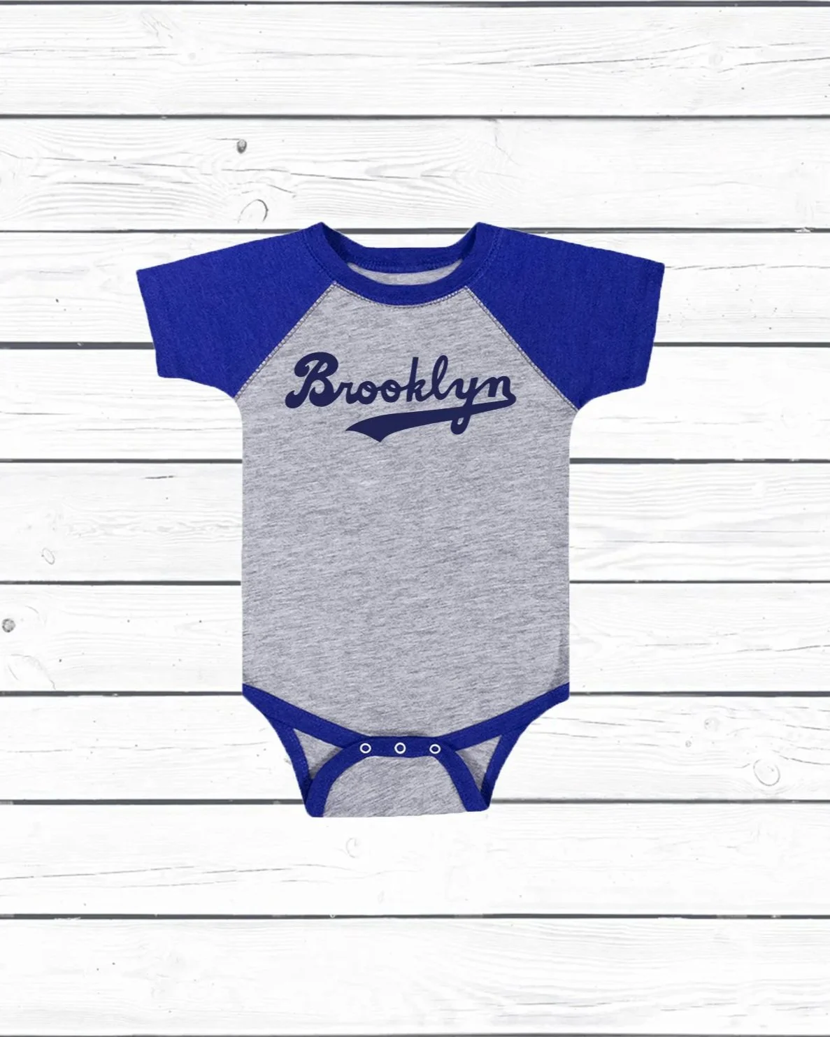 Babies Brooklyn Script Baseball Bodysuit.
