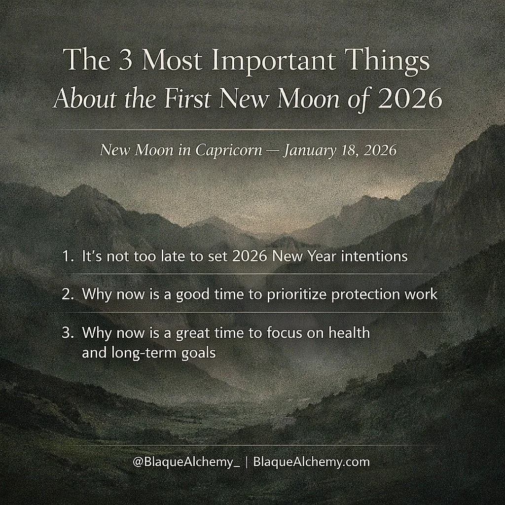 Everyone&rsquo;s talking about &ldquo;new year, new energy&rdquo;
But the real energetic reset happens now. 

The first New Moon of 2026 is in Capricorn, and it&rsquo;s not about rushing. It&rsquo;s about rebuilding with purpose.

This moon wants you