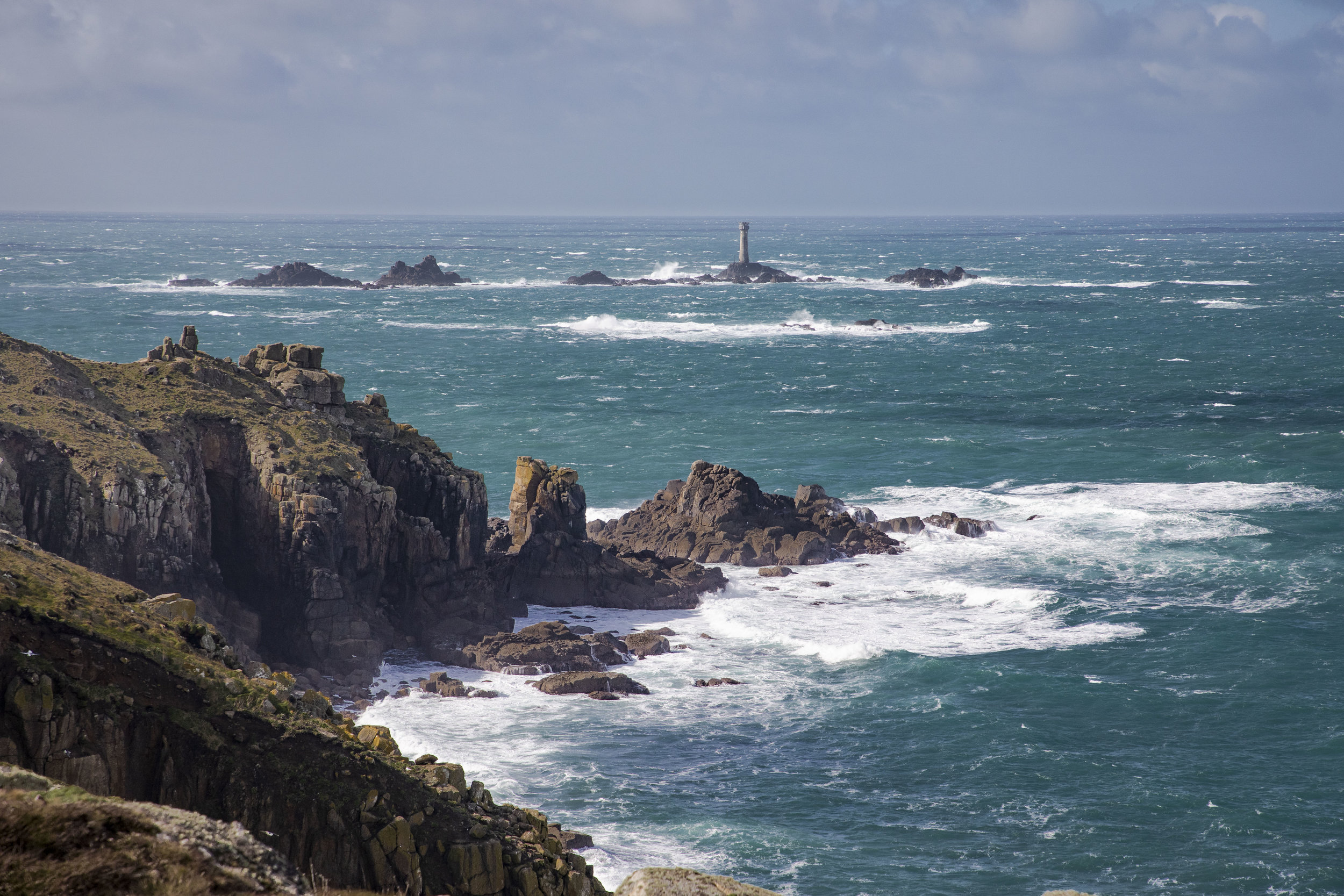 Looking towards Longships lighthouse from the coastal path at Sennen