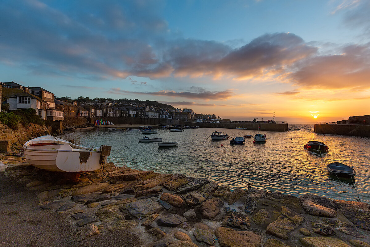 Mousehole harbour at dawn