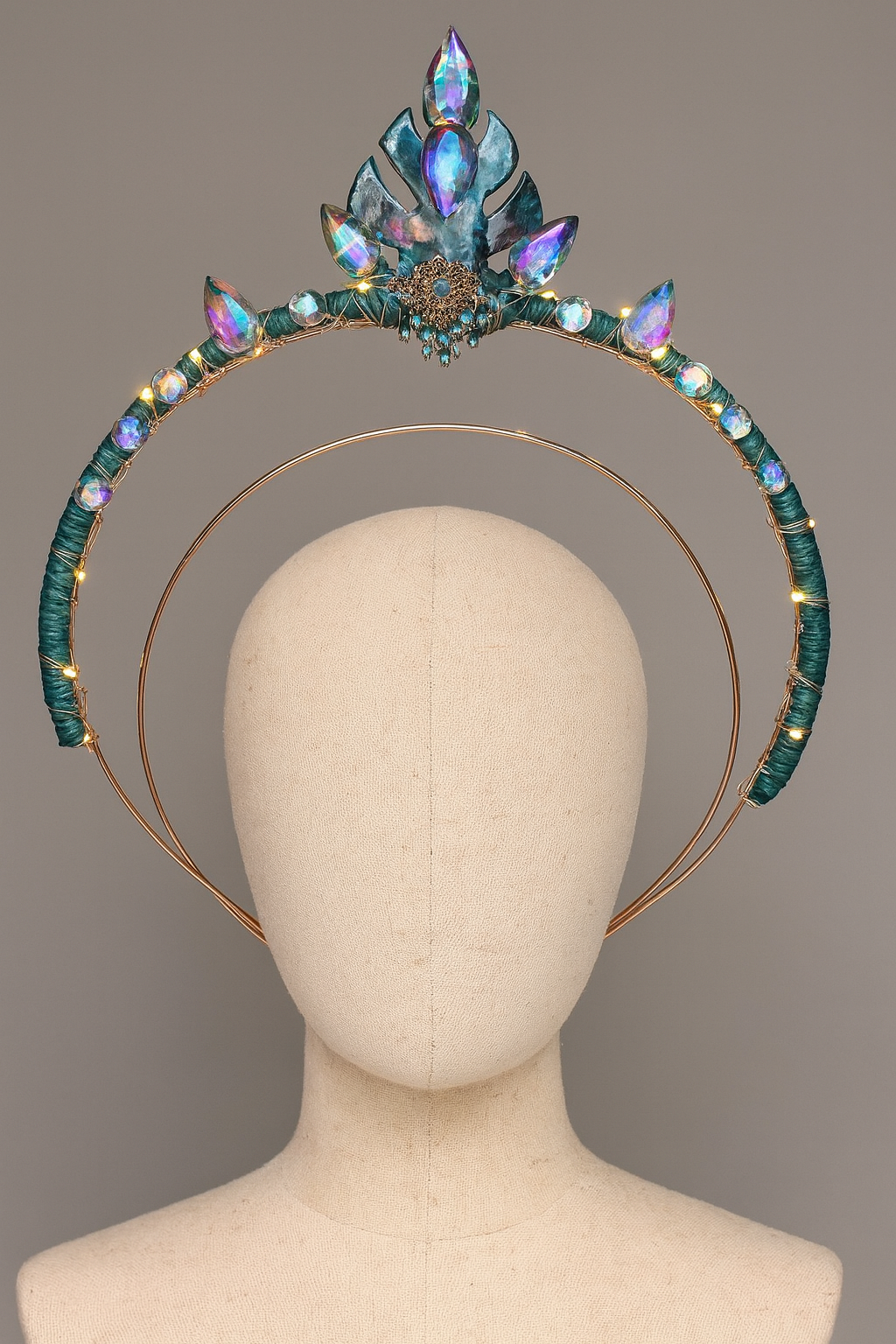 The "Aqua Mystic" Goddess Light-Up Halo Crown - Tribal style Goddess Tiara