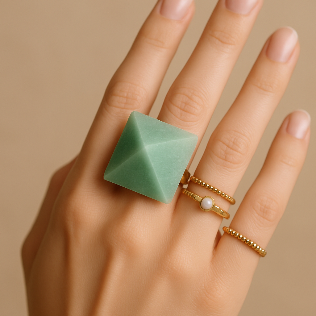 Green Aventurine Pyramid Ring