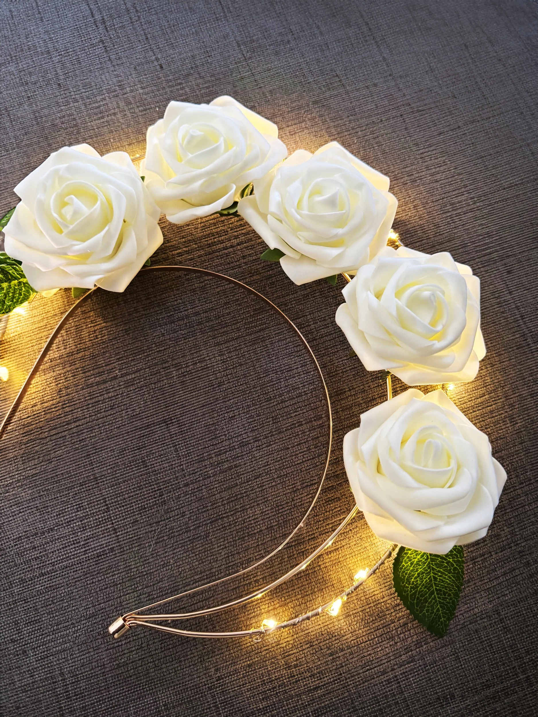 Light Up Festival Crown by Charity Huether, designed with LED lights and intricate details, perfect for festivals like Burning Man, Coachella, EDC, weddings, and photo shoots.