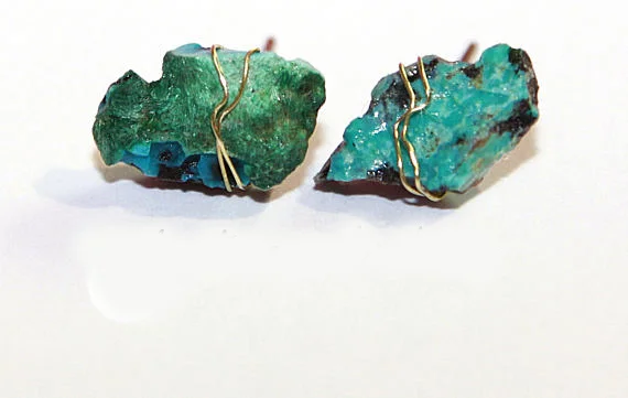 raw turquoise earrings