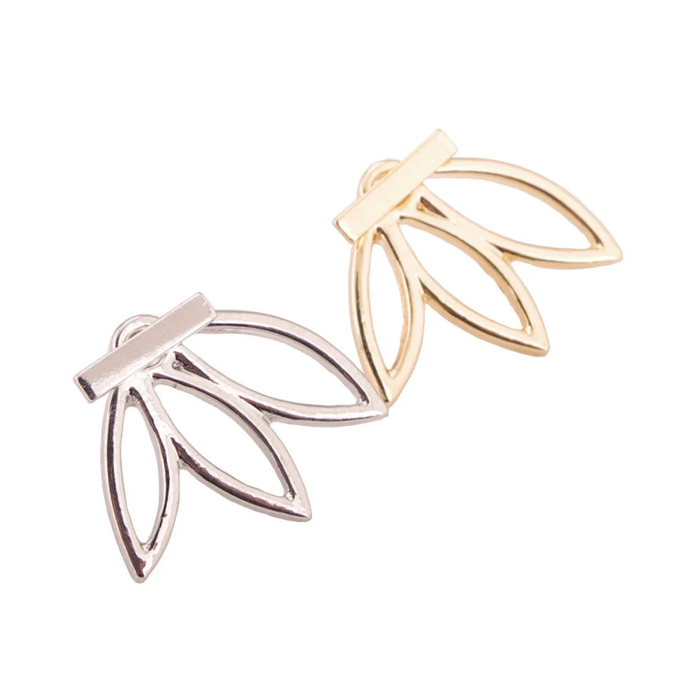 Silver or Goldtone Layered Lotus Earrings