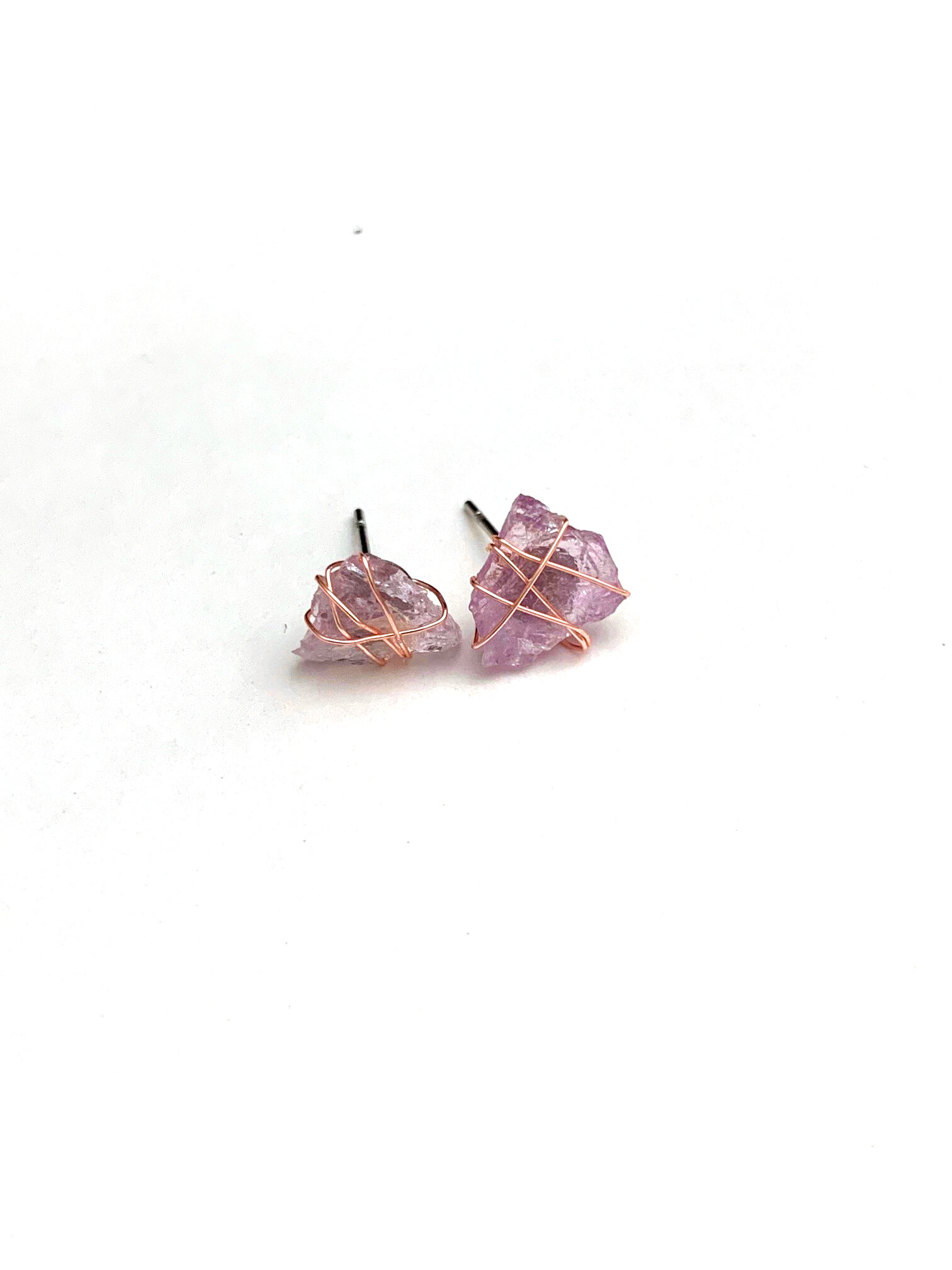Wire Wrapped Amethyst Stud Earrings