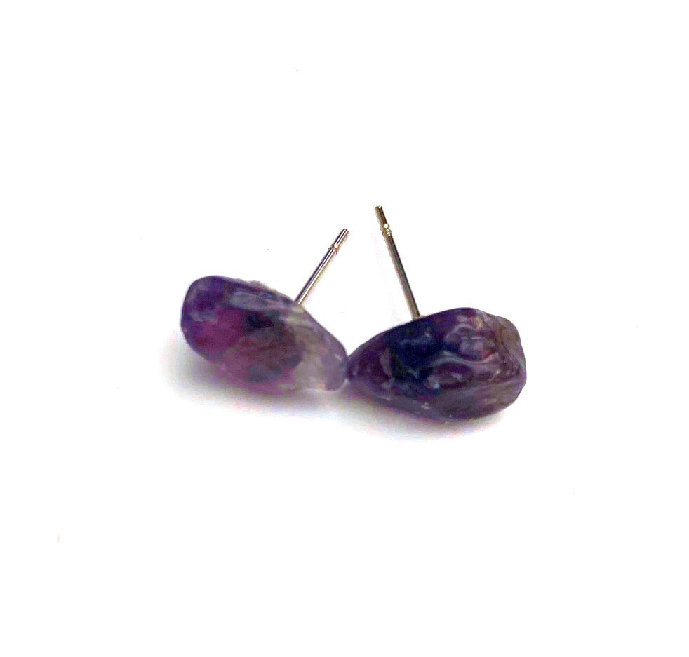 Polished Amethyst Stud Earrings