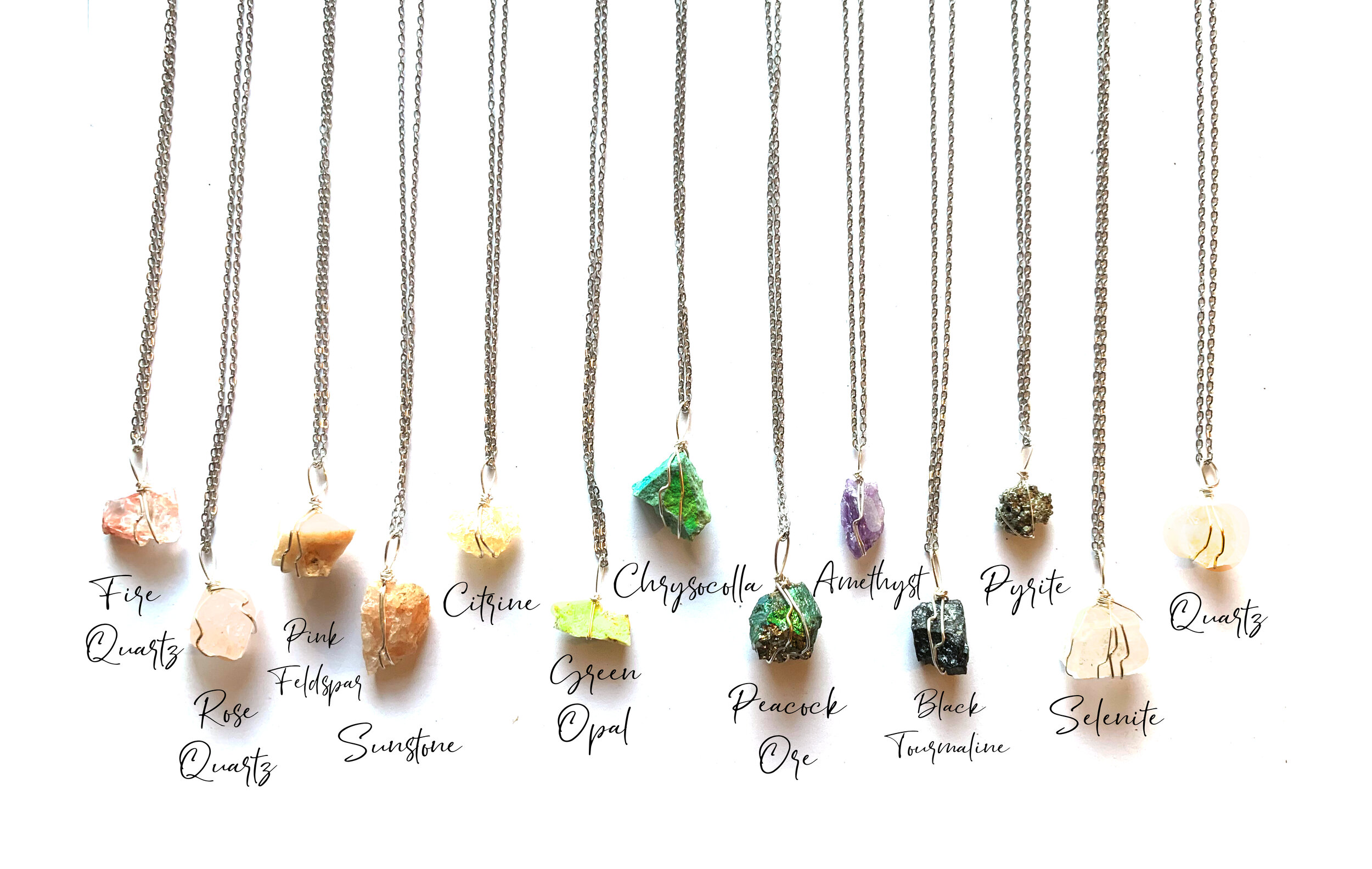 Tiny Crystal Necklace on Silver Tone Chain