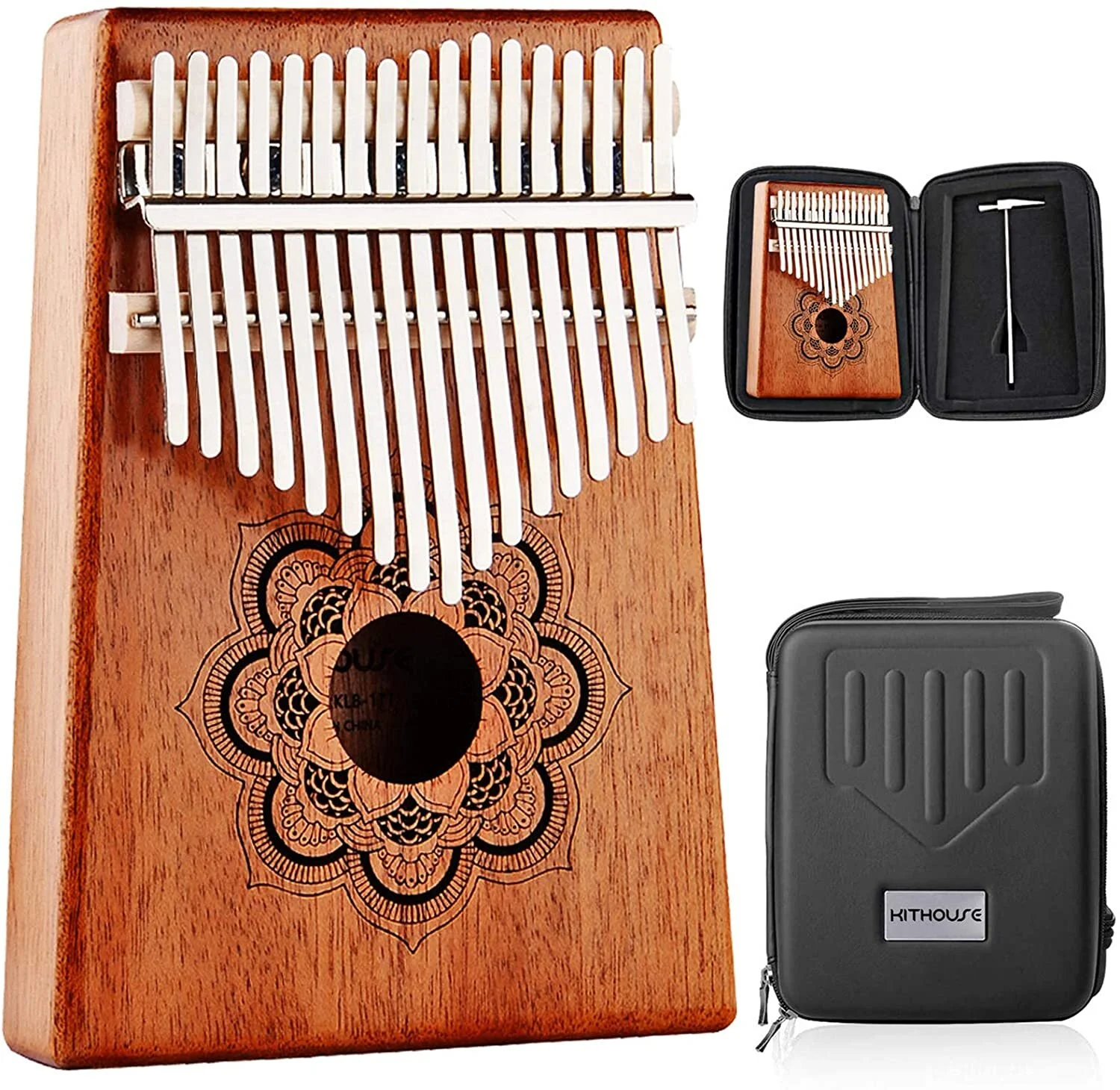 Lotus Mandala 17 Keys Kalimba with case and tuner