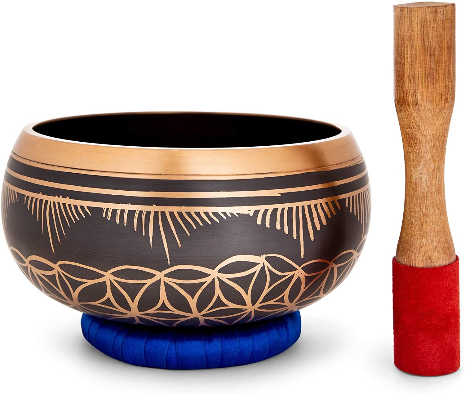 6"  Flower of Life Design Singing Bowl with Mallet and Cushion. 