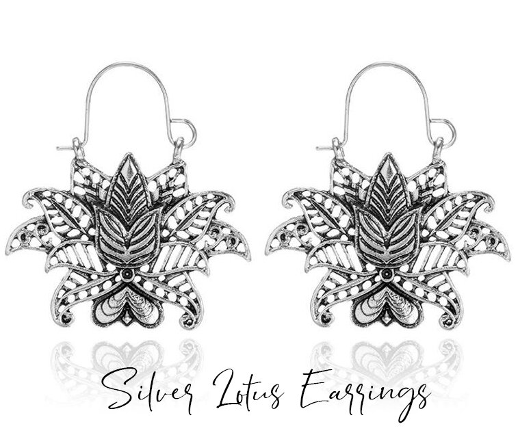 Silver Lotus Mandala Earrings