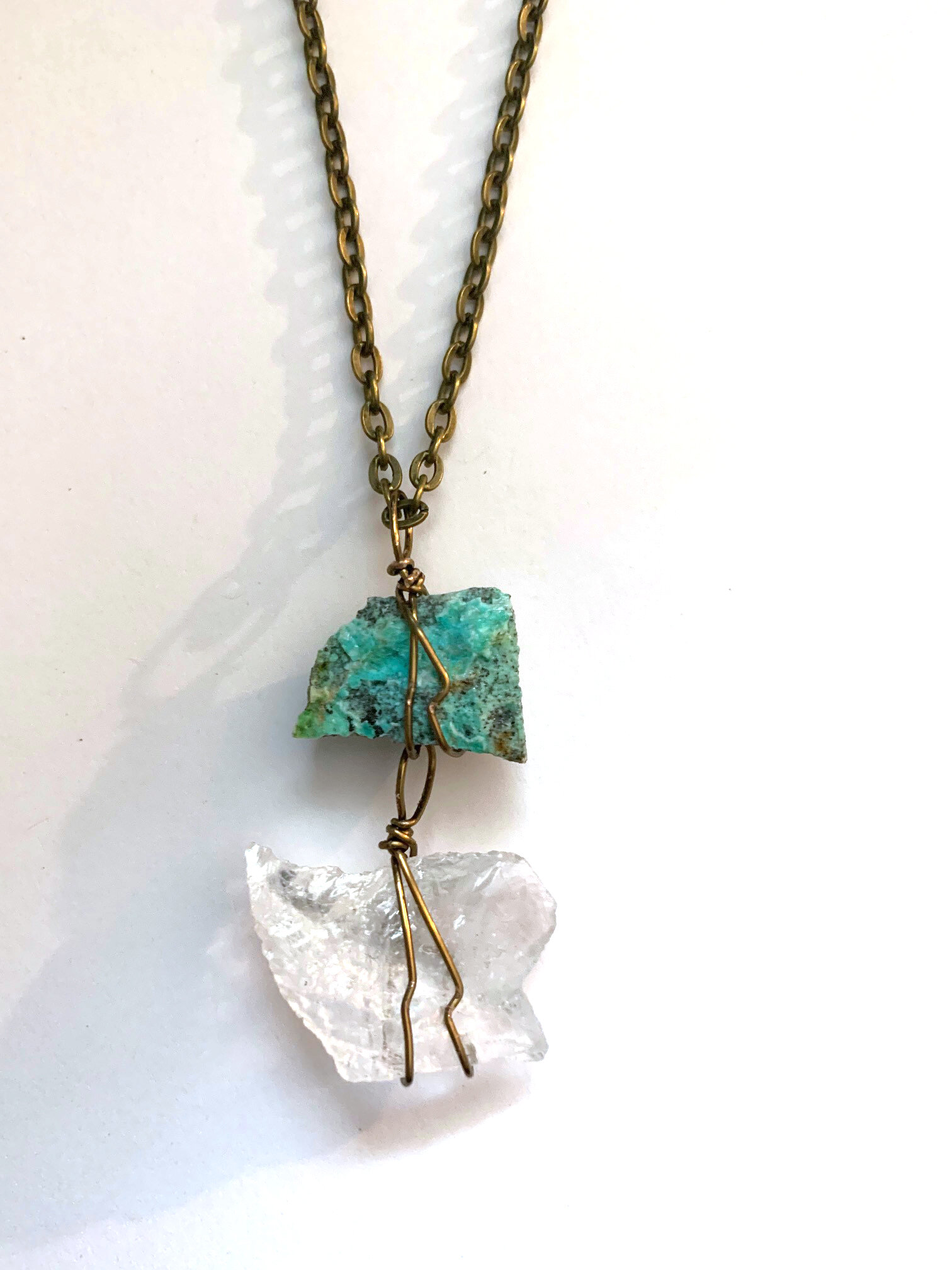 Chrysocolla and Joshua Tree Quartz Duo Necklace