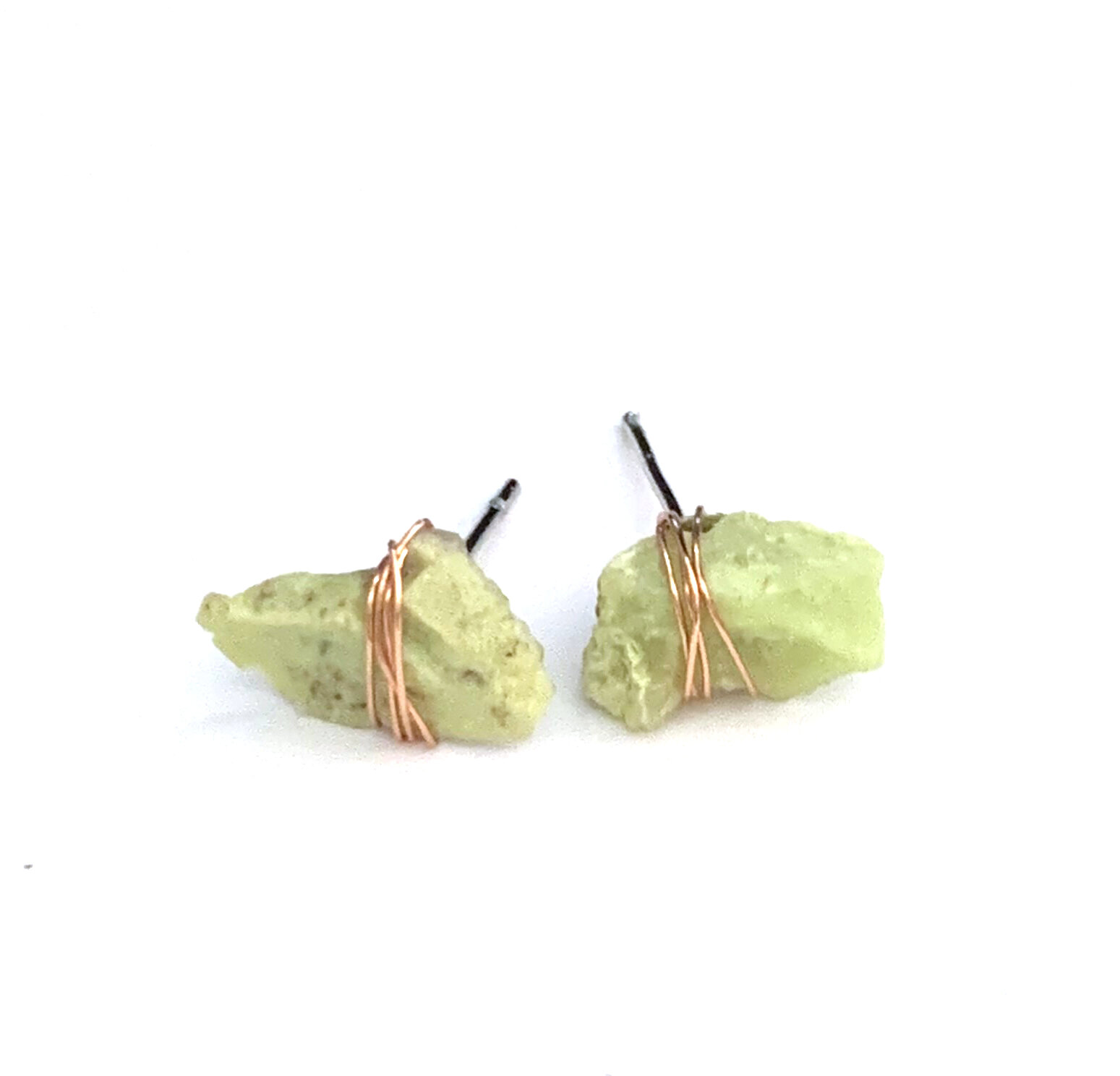 Raw African Green Opal Set-Stud Earring