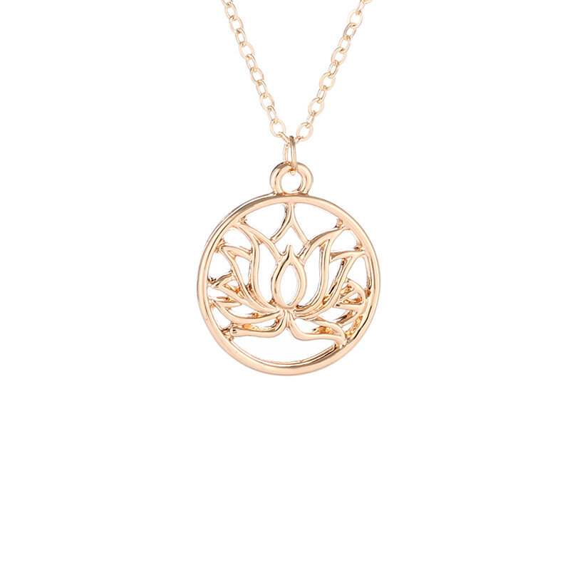 Gold Tone Lotus Necklace