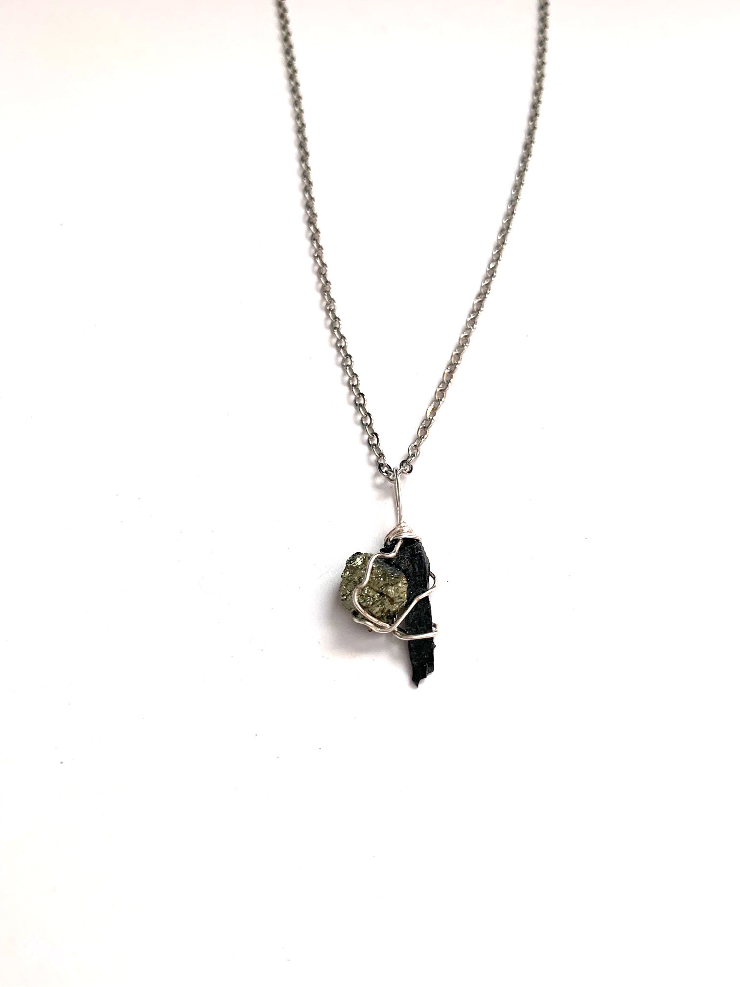  Black Tourmaline and Pyrite protection necklace