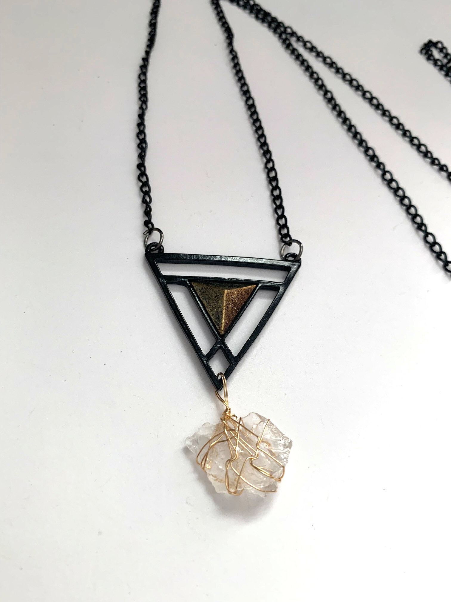 Triangle Black Chain Crystal Necklace