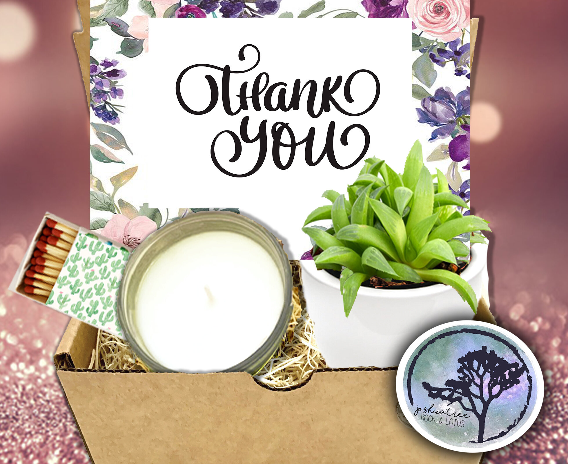 Thank You - Succulent, Card &amp; Candle Gift Box     (Copy)
