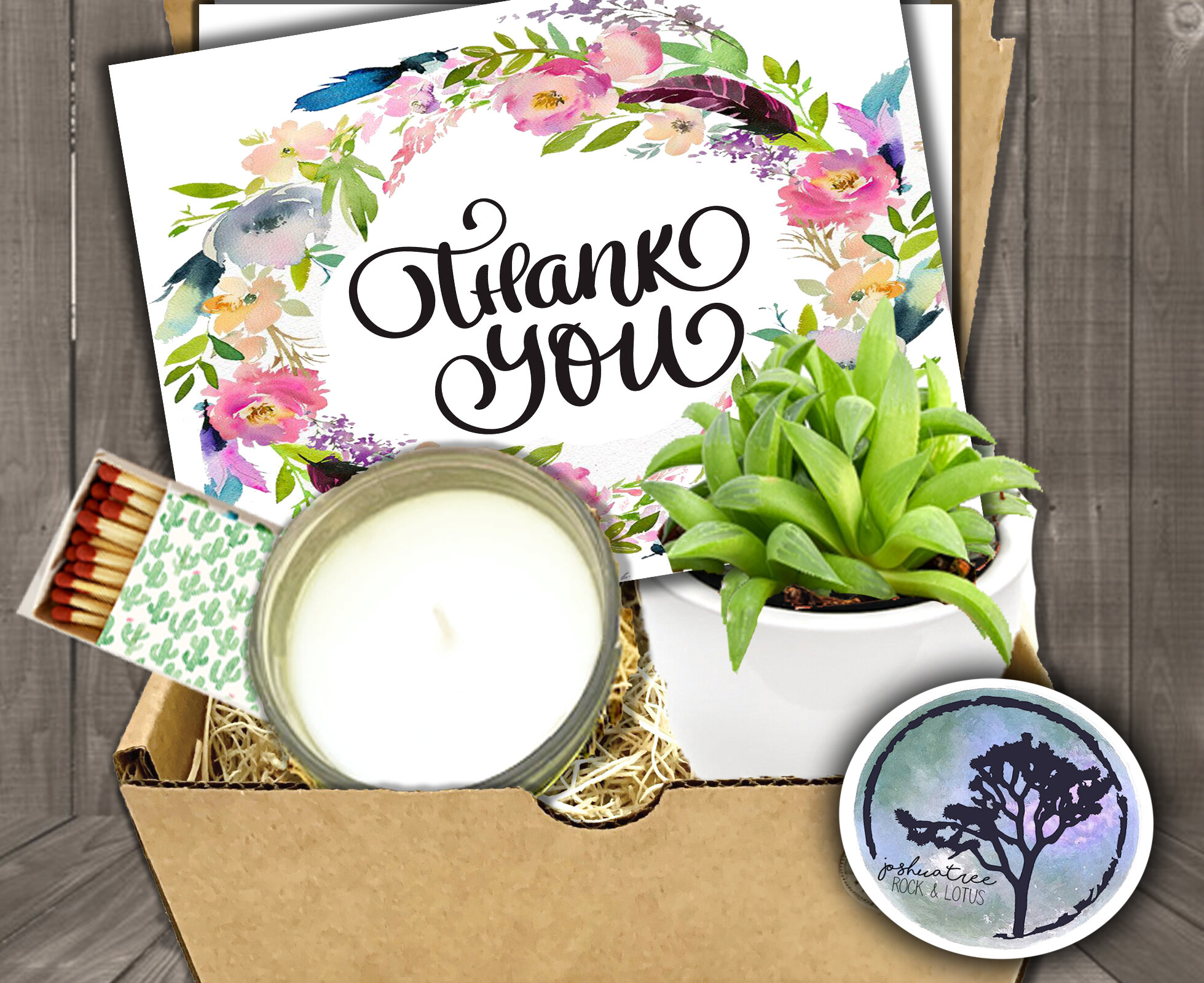 Thank You - Succulent, Card &amp; Candle Gift Box     (Copy)