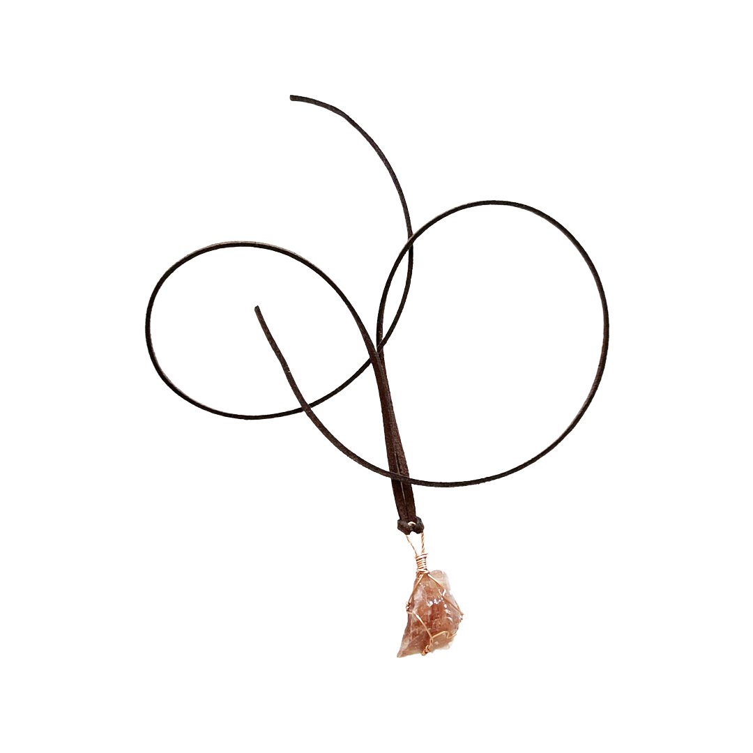 Unisex Genuine Gemstone Desert Crystal on 20" vegan leather cord